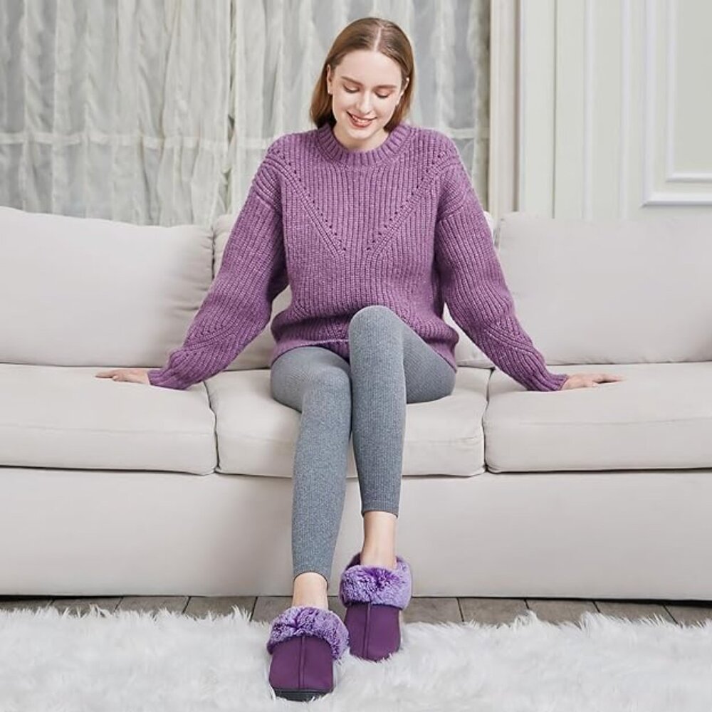 Women's Moccasins Faux Fur Trim Memory Foam Slippers(BRAND NEW) - Picture 6 of 8